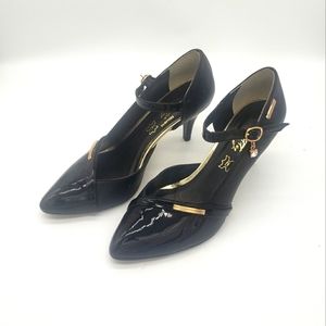 BETTY Italian Leather Black Pointed Toe Sandals Size EU 8 Size US 7.5